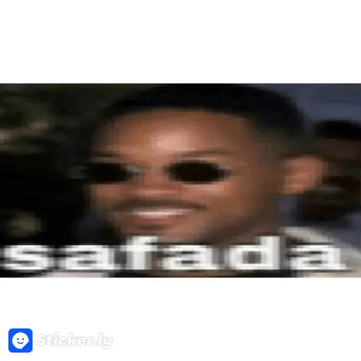 Meme com foto desfocada de pessoa usando óculos escuros, com a palavra 'safada' em texto grande e branco na parte inferior. (figurinha whatsapp)